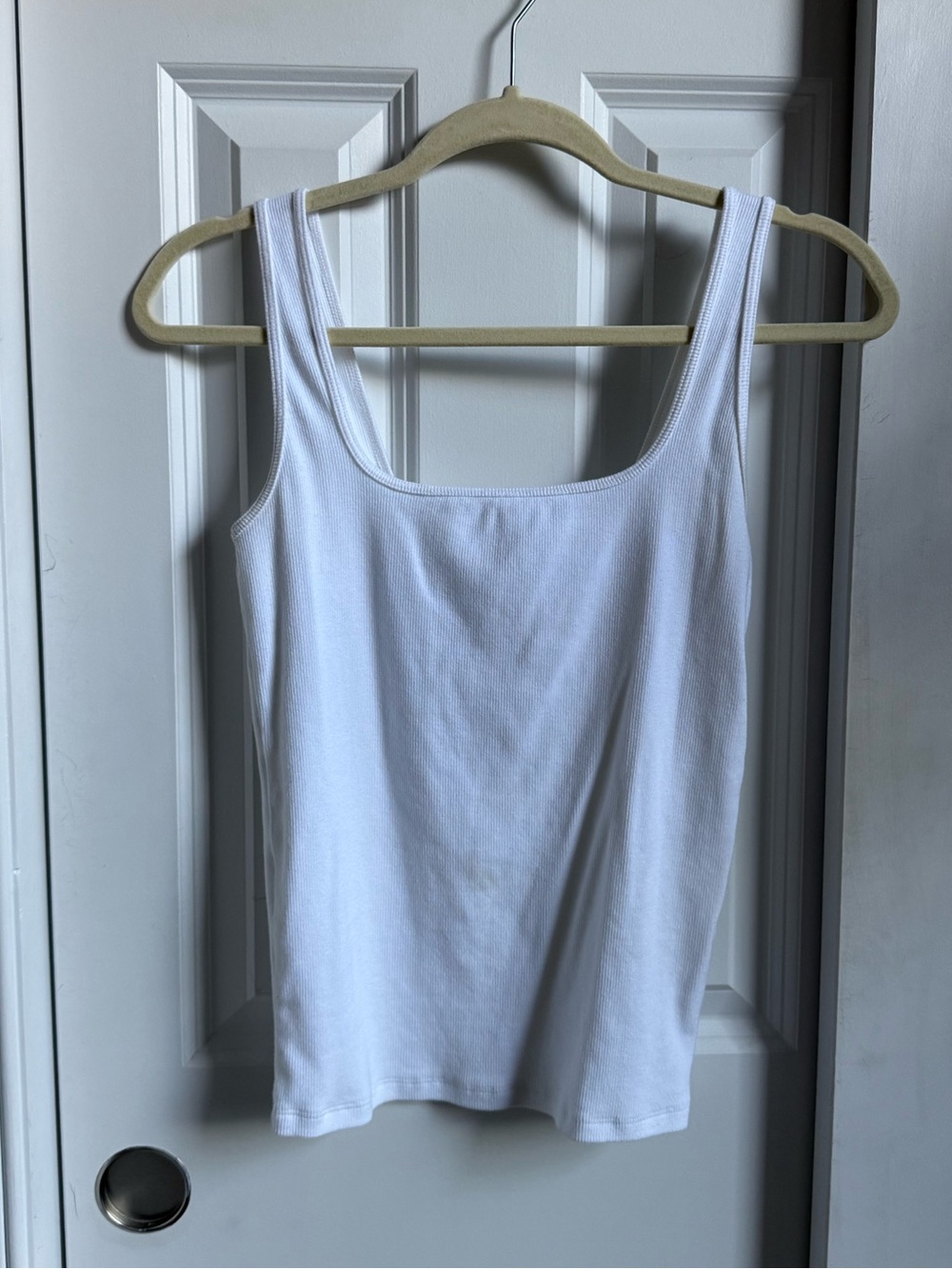 Abercrombie & Fitch White Square Neck Ribbed Tank